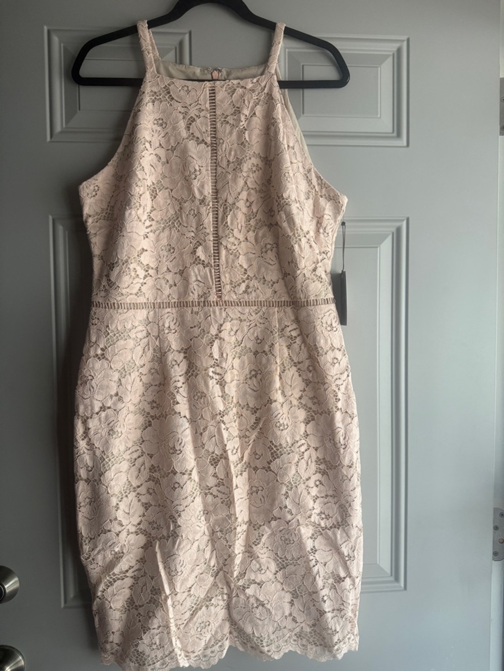 Vince Camuto Blush Lace Halter Midi Dress